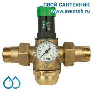 14805 HERZ 1268221 Редуктор давления для горячей воды 1,0-6,0 бар, DN15,  PN16, Kvs 1,27м3/час, 0...+70°С, со встроенным фильтром