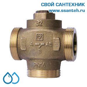 15564  HERZ 1776604 Teplomix Клапан трехходовой термостатический для твердотопливного котла DN32,  Kvs 14,0 м3/час, +61°С, байпас не отключаемый.
