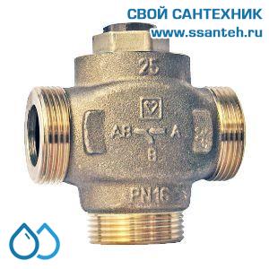 15565  HERZ 1776613 Teplomix Клапан трехходовой термостатический для твердотопливного котла DN25,  Kvs 11,0 м3/час, +55°С, байпас отключаемый